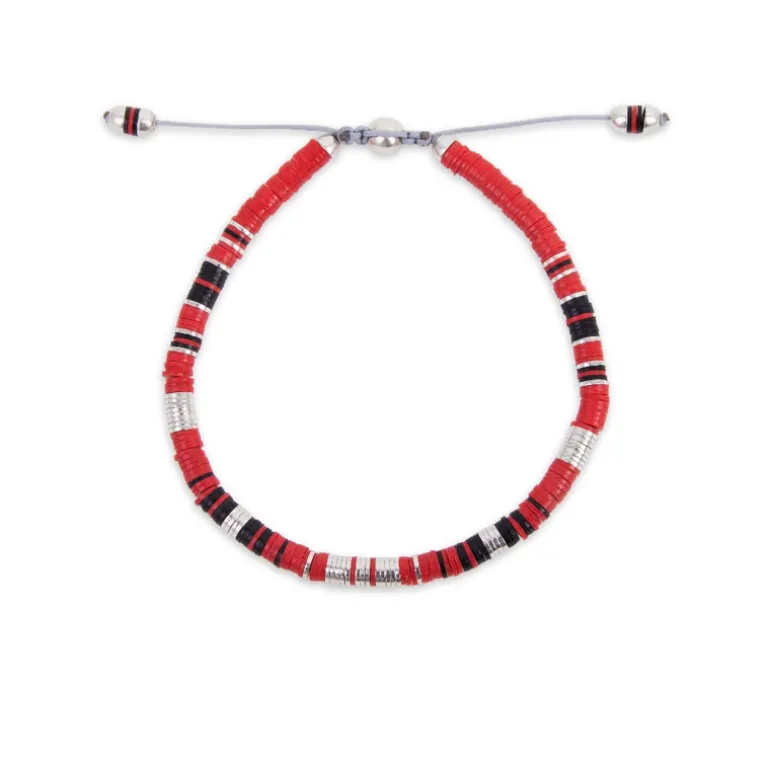Rizon Bracelet | Red Pattern | Sterling Silver