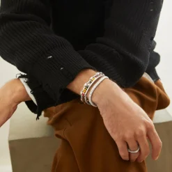 Rizon Bracelet I Burgundy Pattern I Sterling Silver