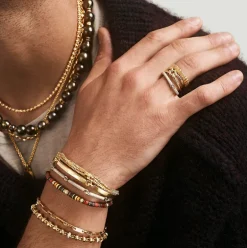 Rizon Bracelet I Burgundy Pattern I Pave I Yellow Gold