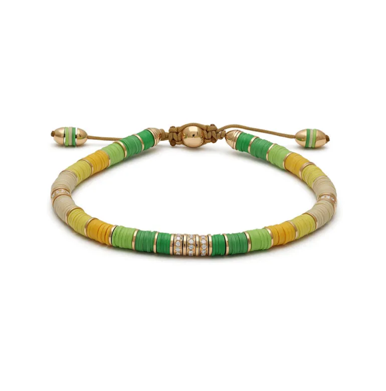 Rizon Bracelet I Green Pattern I Pave I Yellow Gold