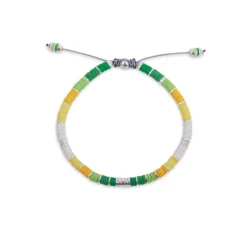 Rizon Bracelet I Green Pattern I Silver Discs