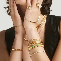 Rizon Bracelet I Green Pattern I Pave I Yellow Gold