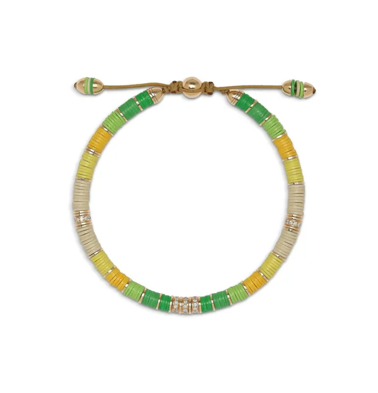 Rizon Bracelet I Green Pattern I Pave I Yellow Gold