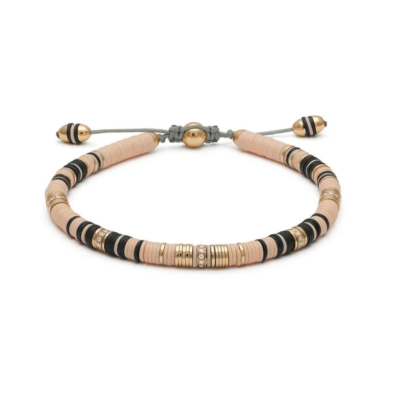 Rizon Bracelet I Light Pink Pattern I Pave I Yellow Gold