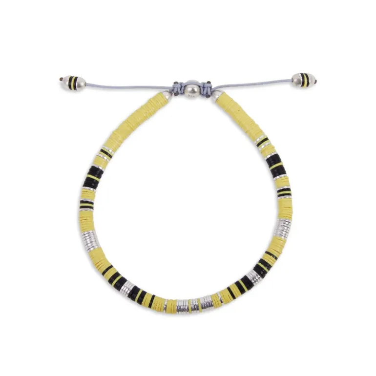 Rizon Bracelet I Light Yellow Pattern I Silver Discs