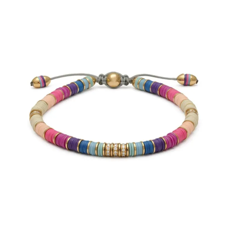 Rizon Bracelet I Pink Pattern I Pave I Yellow Gold