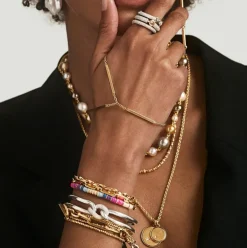 Rizon Bracelet I Pink Pattern I Pave I Yellow Gold