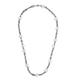 Sicar Necklace | White Pearls | Oxidized Sterling Silver