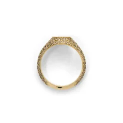 Sig Oval Ring | Pave | Cognac Diamonds | Yellow Gold