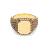 Sig Rectangle Ring | Pave | Cognac Diamonds | Yellow Gold