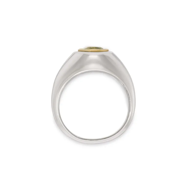 Solitaire Oval Ring | Green Peridot | Mixed Metals