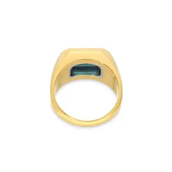 Solitaire Rectangle Ring | Green Tourmaline | Small Scale | Mixed Metal