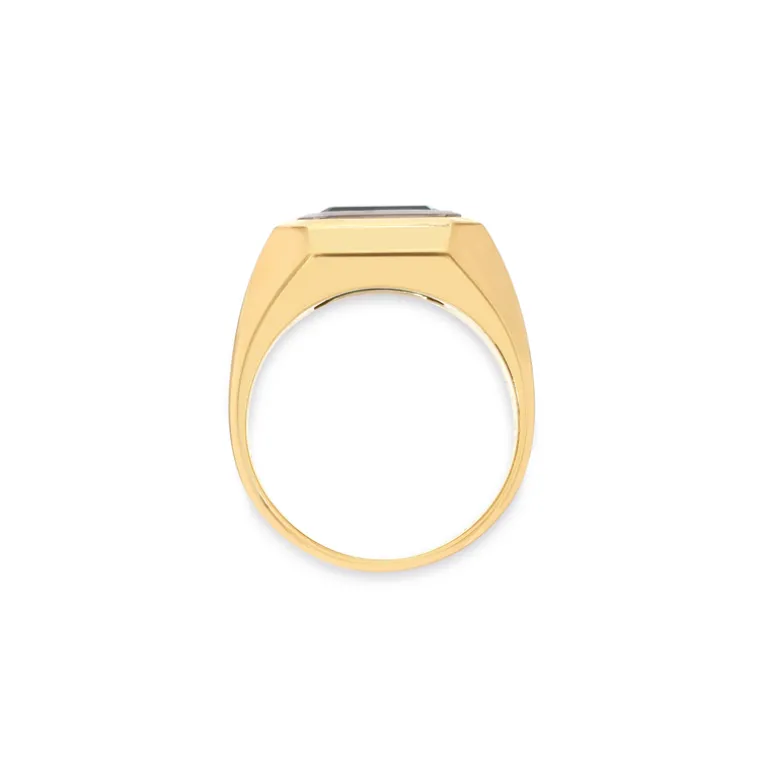 Solitaire Rectangle Ring | Green Tourmaline | Small Scale | Mixed Metal