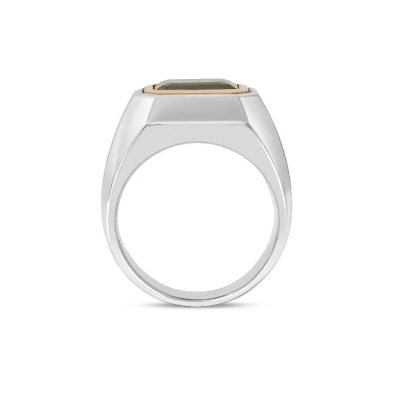 Solitaire Ring | Green Tourmaline | Mixed Metal