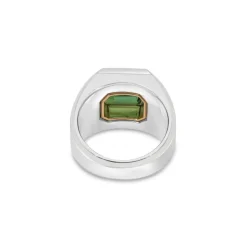 Solitaire Ring | Green Tourmaline | Mixed Metal