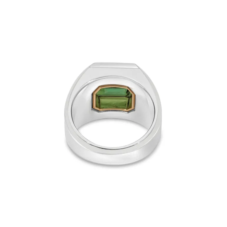 Solitaire Ring | Green Tourmaline | Mixed Metal