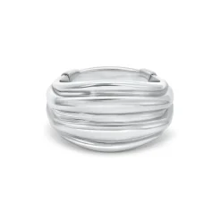 Stirrup Ring | Diamond Detail | Sterling Silver