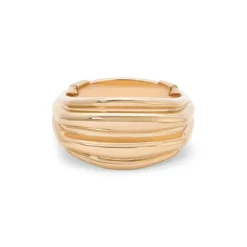 Stirrup Ring | White Diamond Detail | Yellow Gold