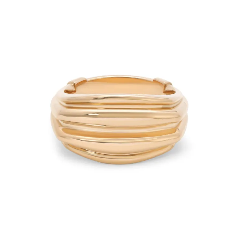 Stirrup Ring | White Diamond Detail | Yellow Gold