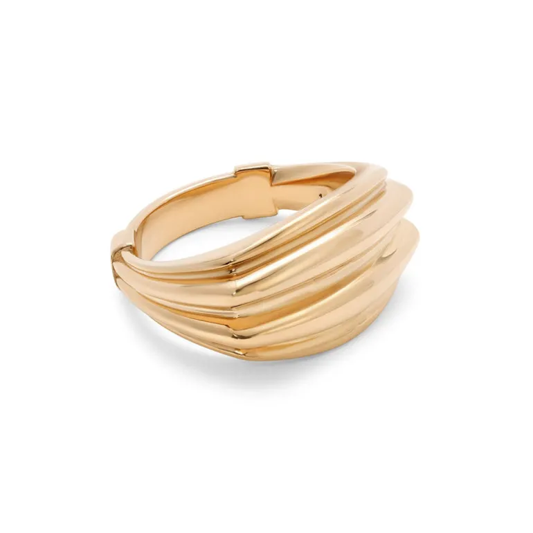 Stirrup Ring | White Diamond Detail | Yellow Gold