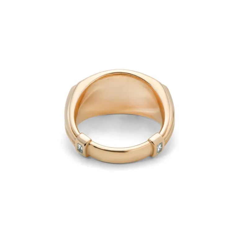 Stirrup Ring | White Diamond Detail | Yellow Gold