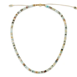 Tucson Necklace | Amazonite | Pave | Yellow Gold