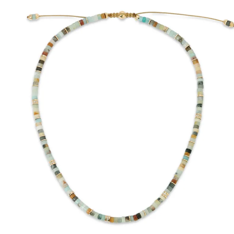Tucson Necklace | Amazonite | Pave | Yellow Gold