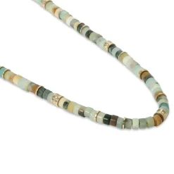 Tucson Necklace | Amazonite | Pave | Yellow Gold